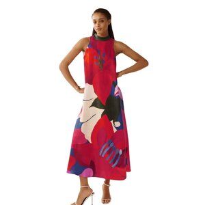 Farm Rio × Anthropologie Halter Maxi Dress – Floral Watercolor Print – Brand New